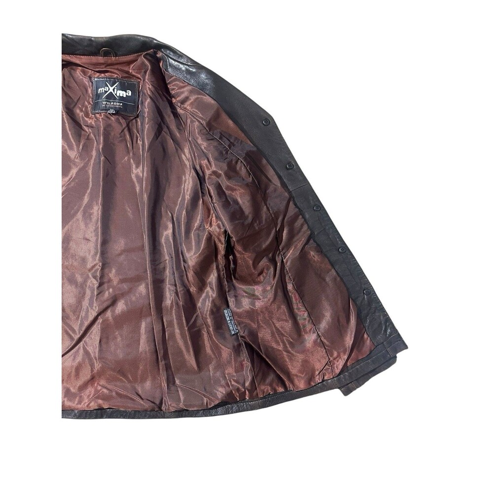 Vintage Wilsons Leather Maxima Women's Brown Genuine Leather Jacket XL Button Up - Picture 9 of 16